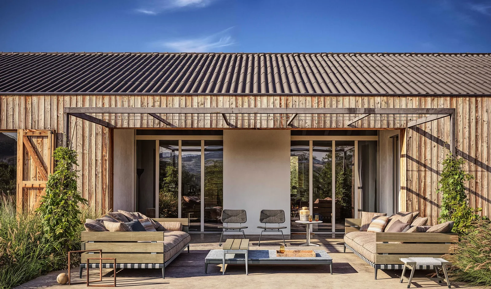 Flexform Ansel outdoor sofa on a terrace