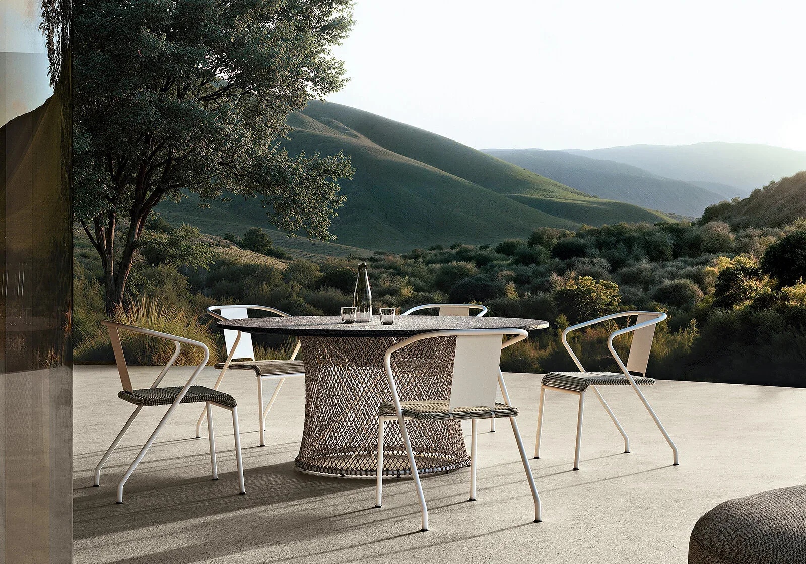 Flexform Calipso and Calipso Cord outdoor chair, photographed for the factory catalogue