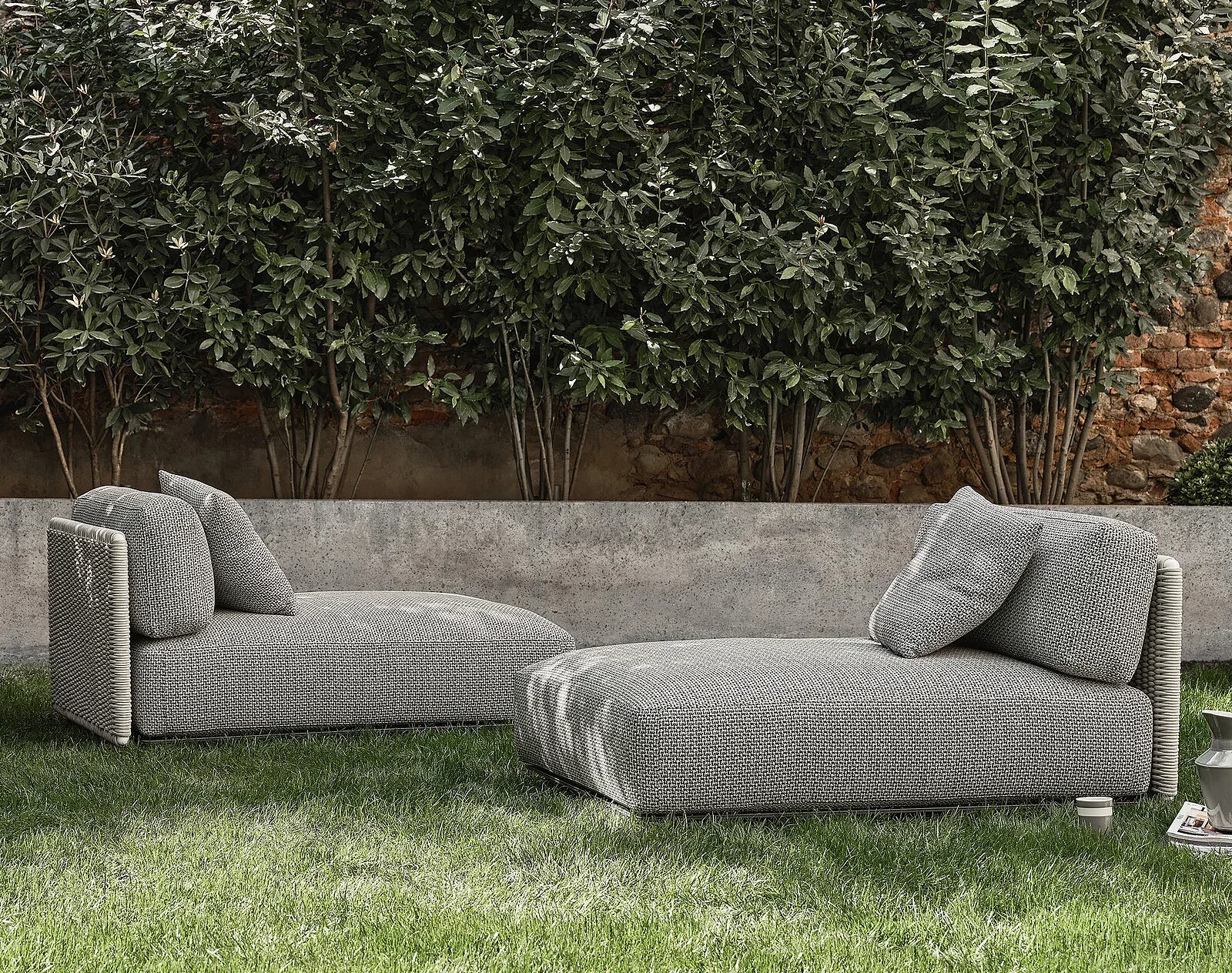 Flexform Eddy outdoor daybed, photographed for the factory catalogue