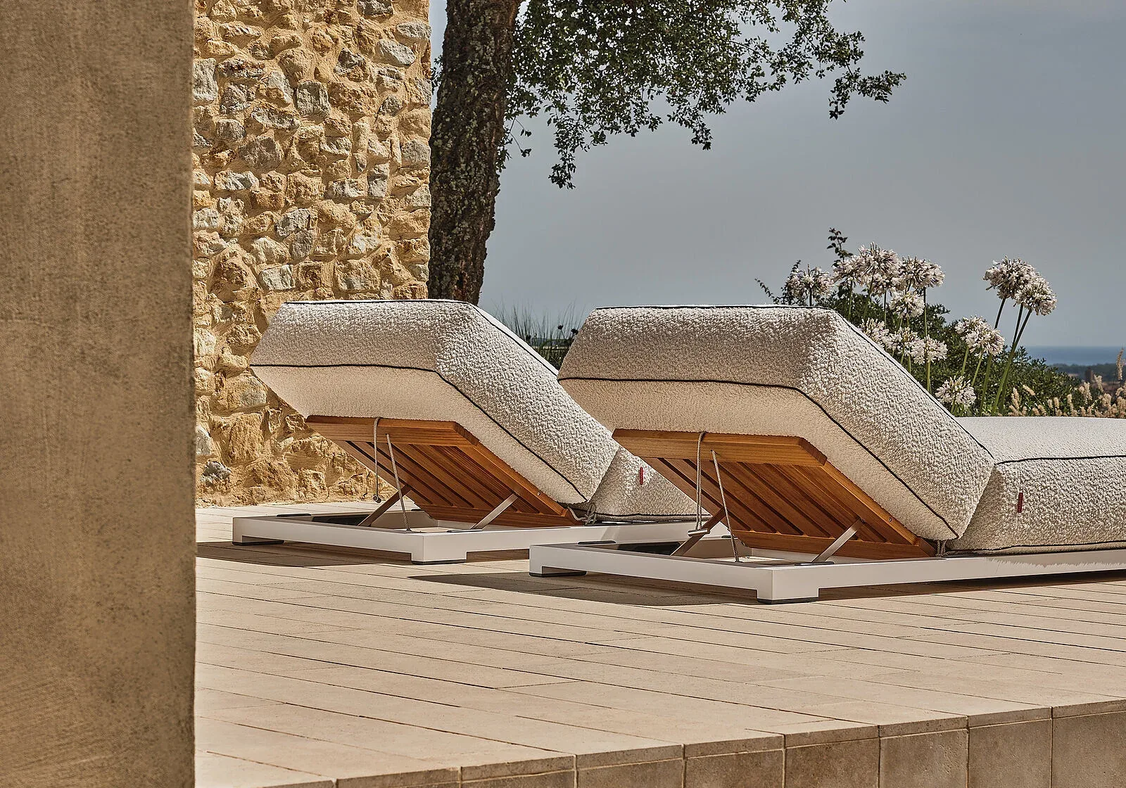 Flexform Milos outdoor daybed, photographed for the factory catalogue