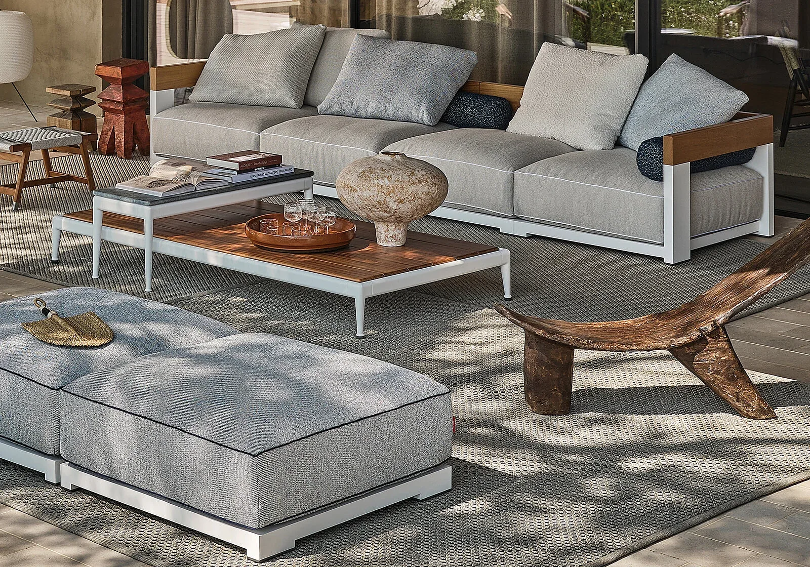 Flexform Pico outdoor coffee table, photographed for the factory catalogue