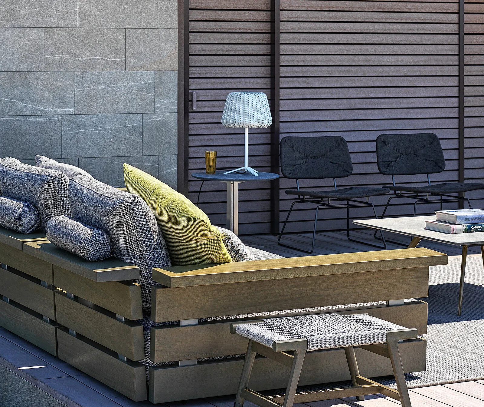 Flexform Tonga outdoor ottoman, photographed for the factory catalogue