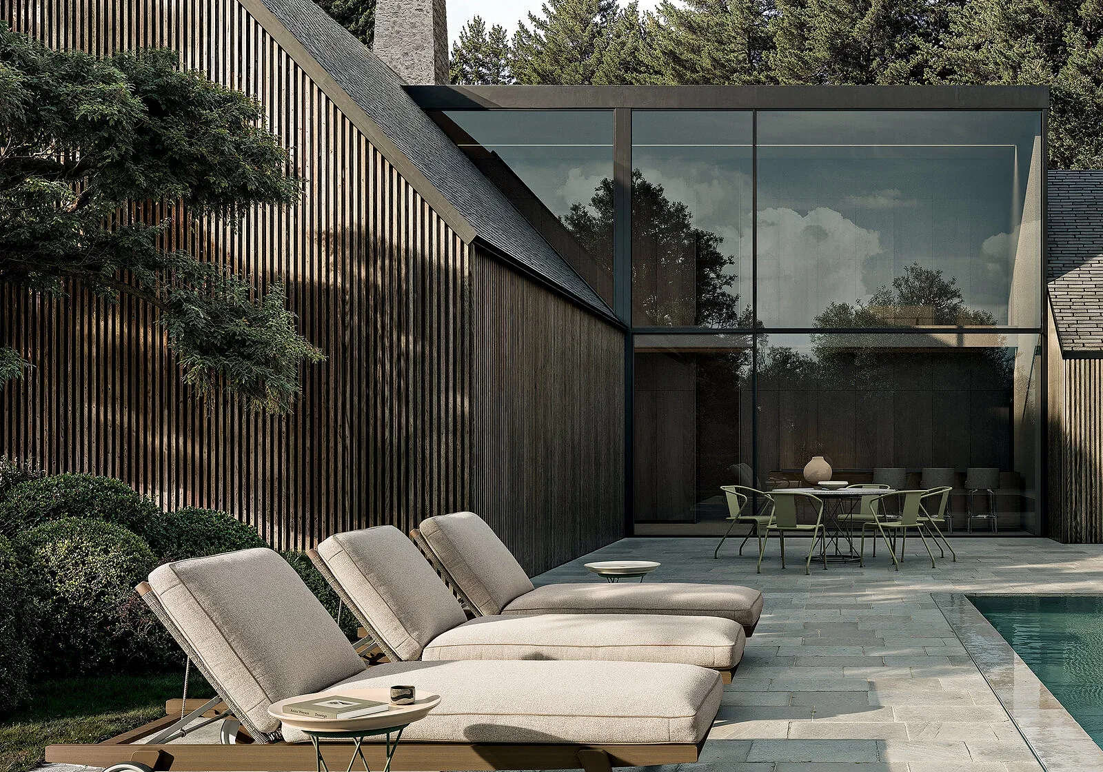 Flexform Torcello outdoor coffee table, photographed for the factory catalogue
