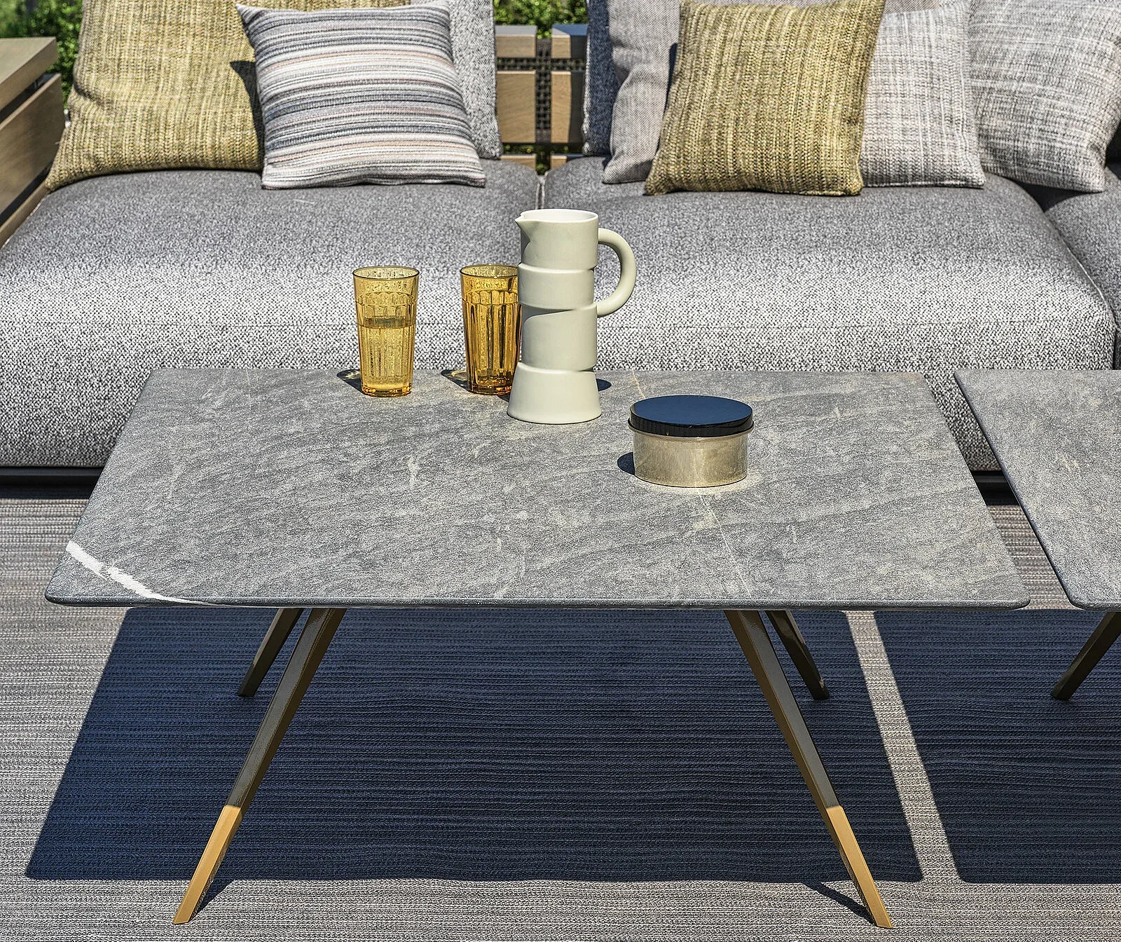 Flexform Zefiro outdoor coffee table, photographed for the factory catalogue